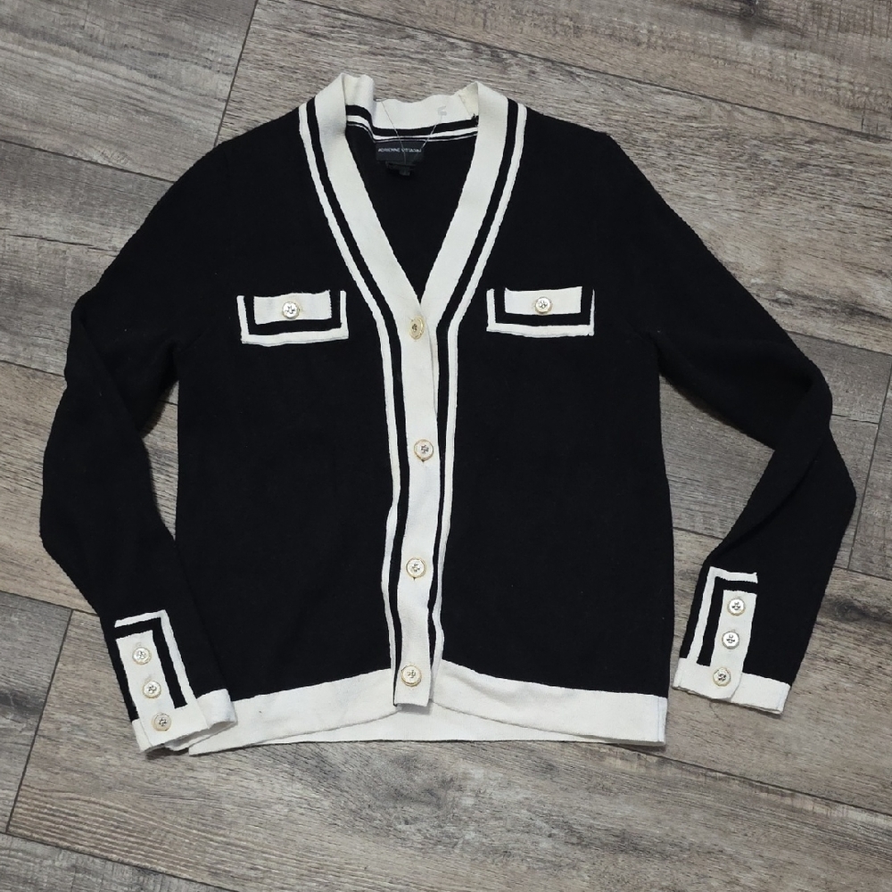 Adrienne Vittadini women's black and white cardigan